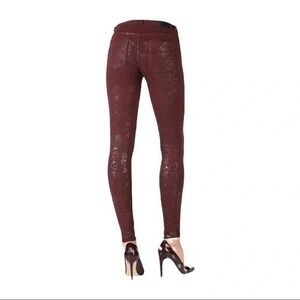 DEMOCRACY Burgundy Metallic Print High Rise Skinny Jeans Women's Medium
